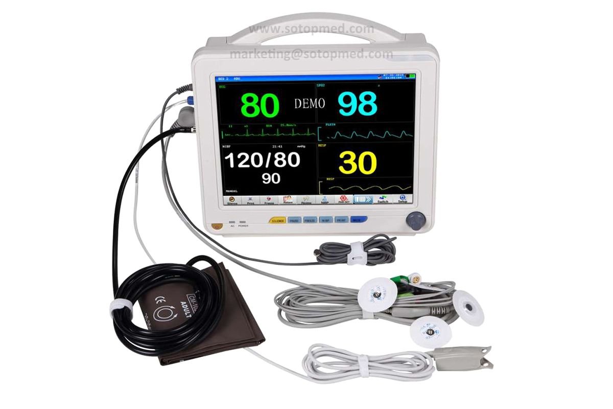 Omexa multi-parameter patient monitor with ECG SpO2 and NIBP accessories